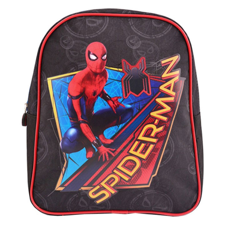 Ghiozdan cu imprimeu SPIDERMAN, bretele ajustabile, impermeabil, inaltime 28 cm, negru - imagine 5